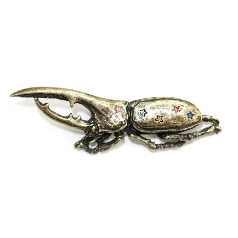 Hercules Beetle Brooch Antique Gold Dynastes Hercules AG PB132AG - 胸针 - 其他金属 卡其色