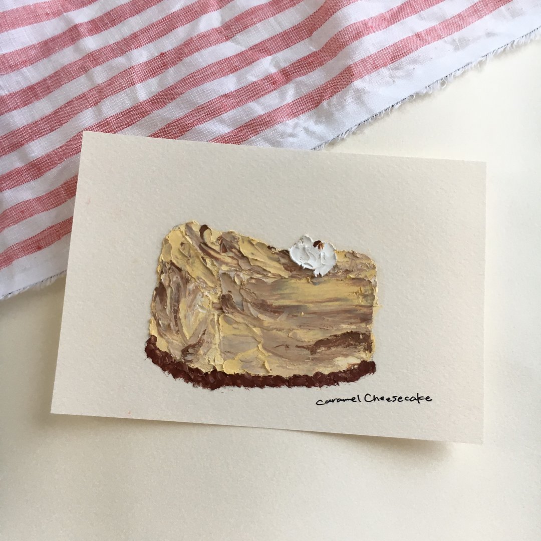 焦糖大理石起司蛋糕油粉彩插图 - 海报/装饰画/版画 - 纸 
