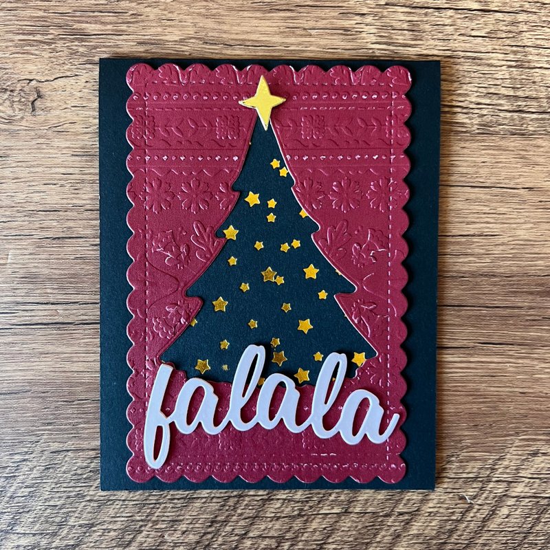 falala 圣诞树 星星 圣诞卡 枣红 - 卡片/明信片 - 纸 红色