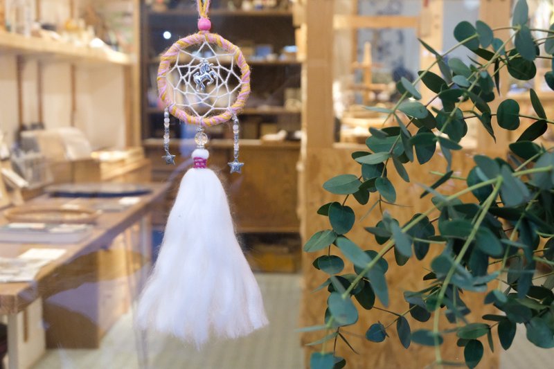 捕梦网挂饰 -  白晶/ 独角兽吊饰 - 摆饰 - 棉．麻 粉红色