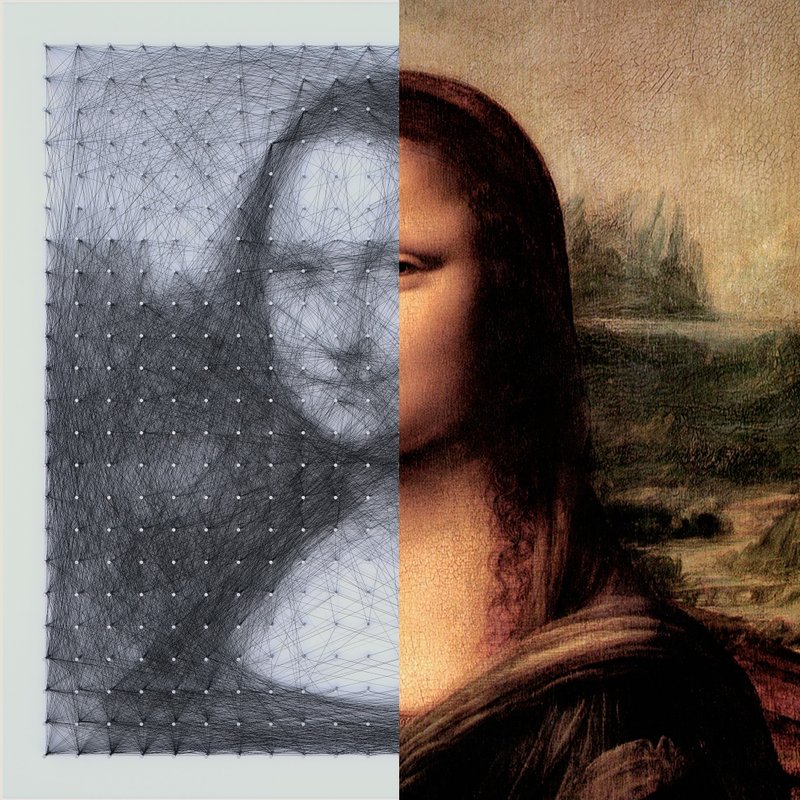 弦艺术墙板螺纹墙艺术品蒙娜丽莎家庭办公室装饰 - 墙贴/壁贴 - 绣线 黑色