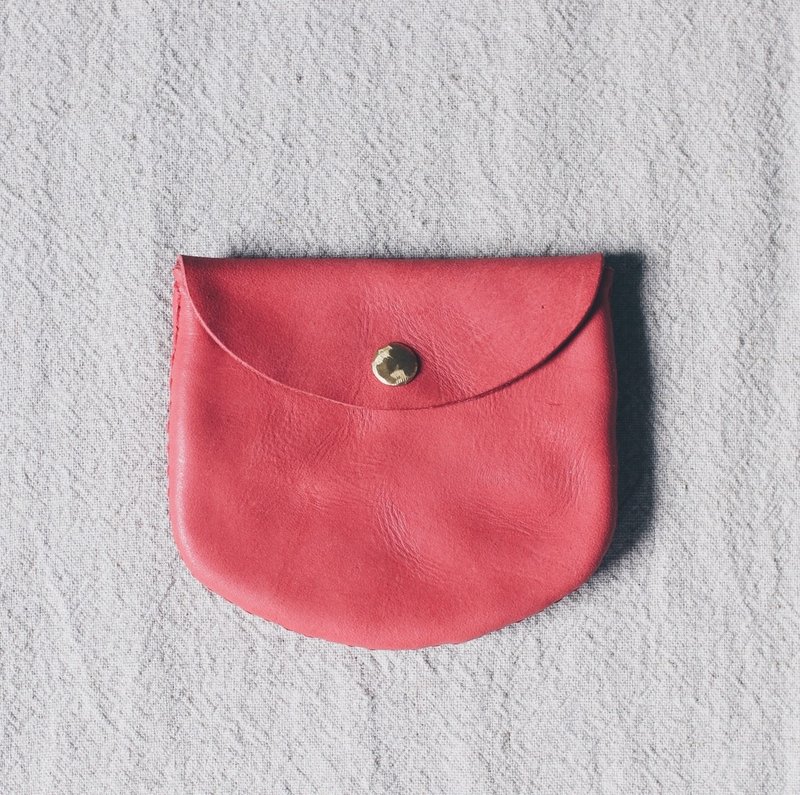 七夕限定 淡红染植鞣皮革零钱包 X 森林灿灿 - 零钱包 - 真皮 红色