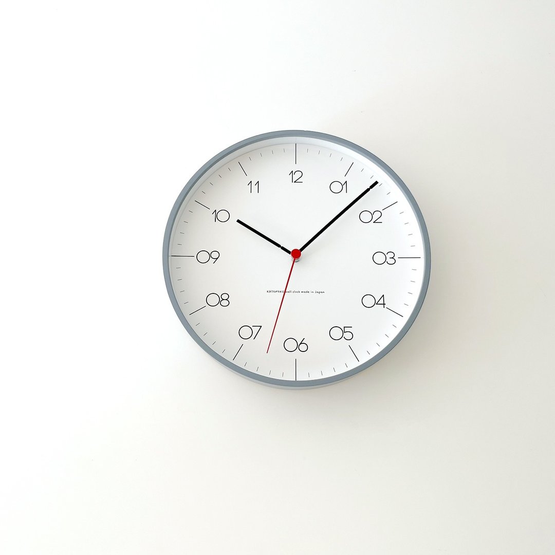 KATOMOKU plywood clock 24 灰色 (km-150GRS) 挂钟 日本制造 - 时钟/闹钟 - 木头 灰色