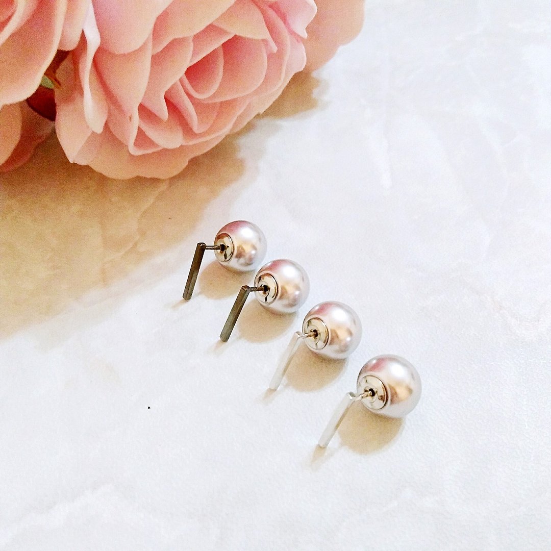 简约几何形状双面耳钉 / Minimalist Geometric Double Sided Earrings - 耳环/耳夹 - 其他材质 