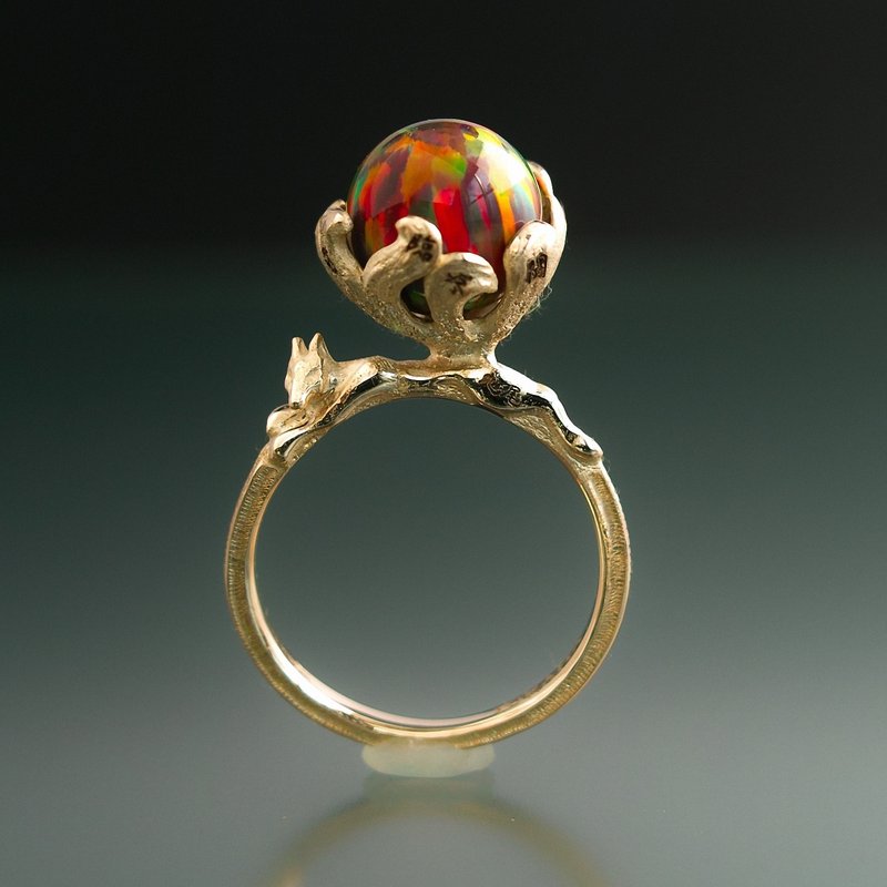 YOKAI Ring Kyubi no Kitsune 10K YG with KYOTO Opal - 戒指 - 贵金属 金色