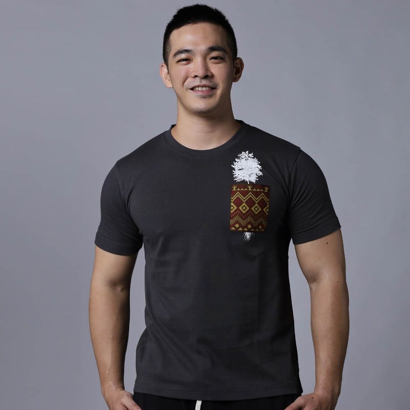 【口袋森林系列】口袋森林经典中性款T-布农暗灰 - 男装上衣/T 恤 - 棉 灰色