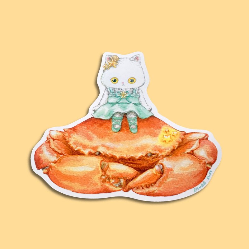 原创 星座猫猫 巨蟹座 水彩手绘 胶面贴纸 - 贴纸 - 纸 多色