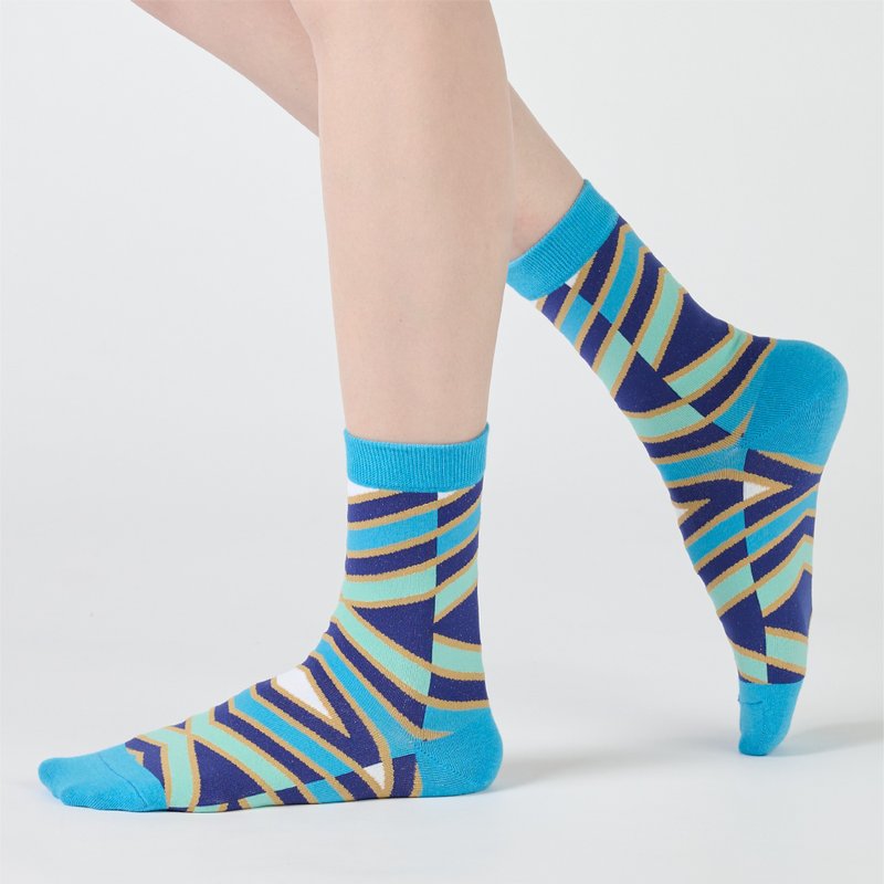 联名国家两厅院_额枋 中筒袜 - 蓝绿(F) - 袜子 - 棉．麻 蓝色