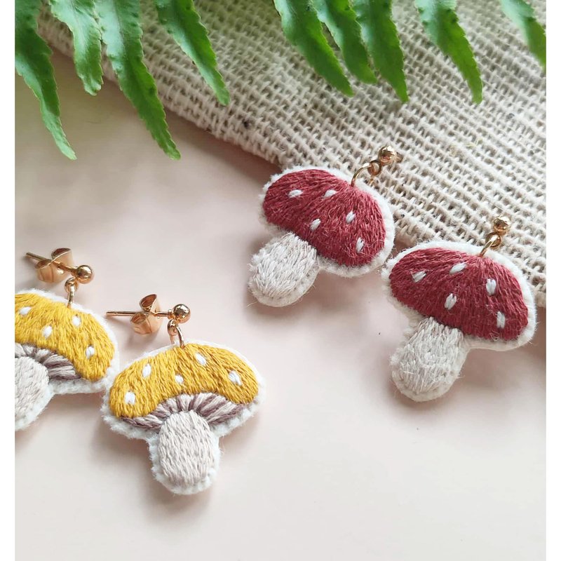 耳环 | 蘑菇 - 耳环/耳夹 - 棉．麻 多色