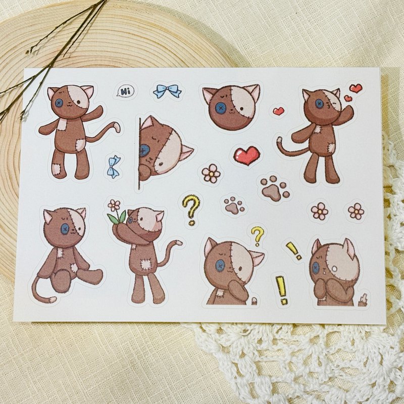 猫玩偶-手帐贴纸 - 贴纸 - 纸 