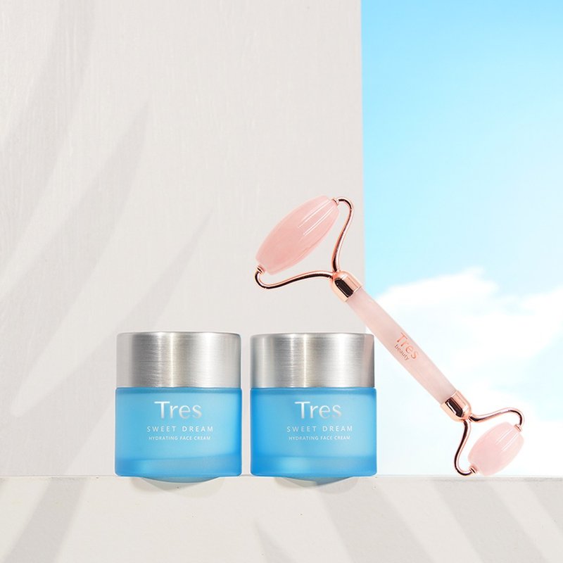 【赠送玉石滚轮】保湿乳霜2入组 l 可加购玫瑰香水 - 乳液 - 玻璃 蓝色