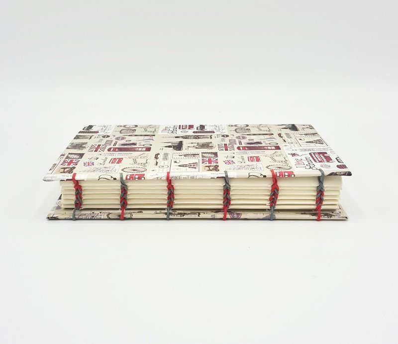 Coptic 风格手工装订精装日记本，“I Love London”图案 - 笔记本/手帐 - 纸 