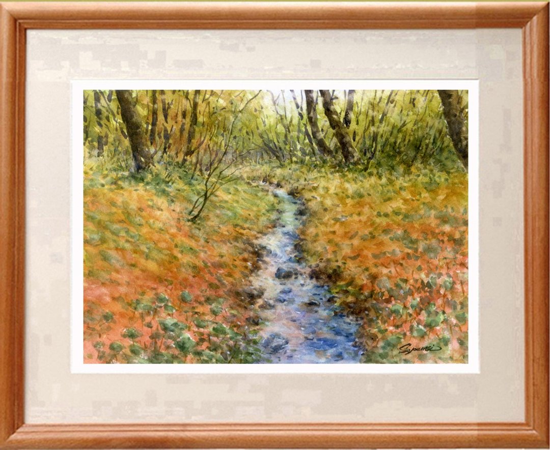 Original watercolor painting late autumn thickets - 海报/装饰画/版画 - 纸 橘色