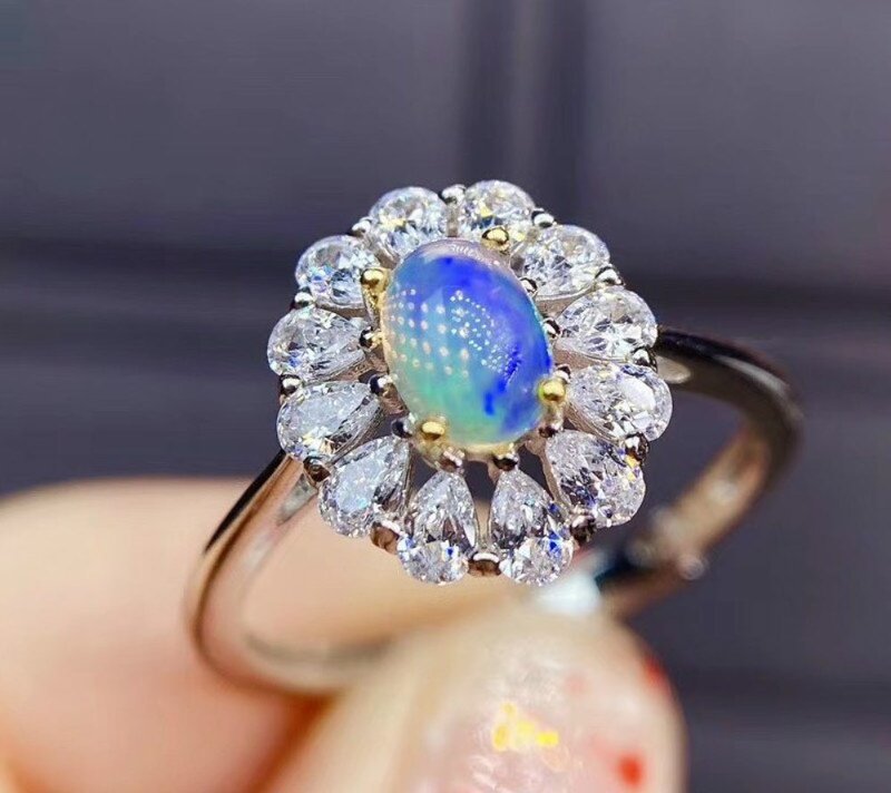 Beautiful Opal Ring, Fire Opal Ring, Silver Ring With Natural Opal,Opal Gemstone - 戒指 - 其他金属 银色