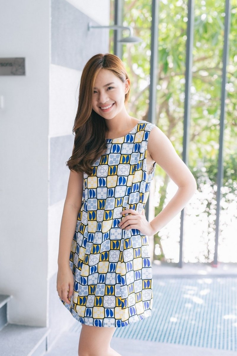 Mosaic mini dress - 洋装/连衣裙 - 其他材质 蓝色