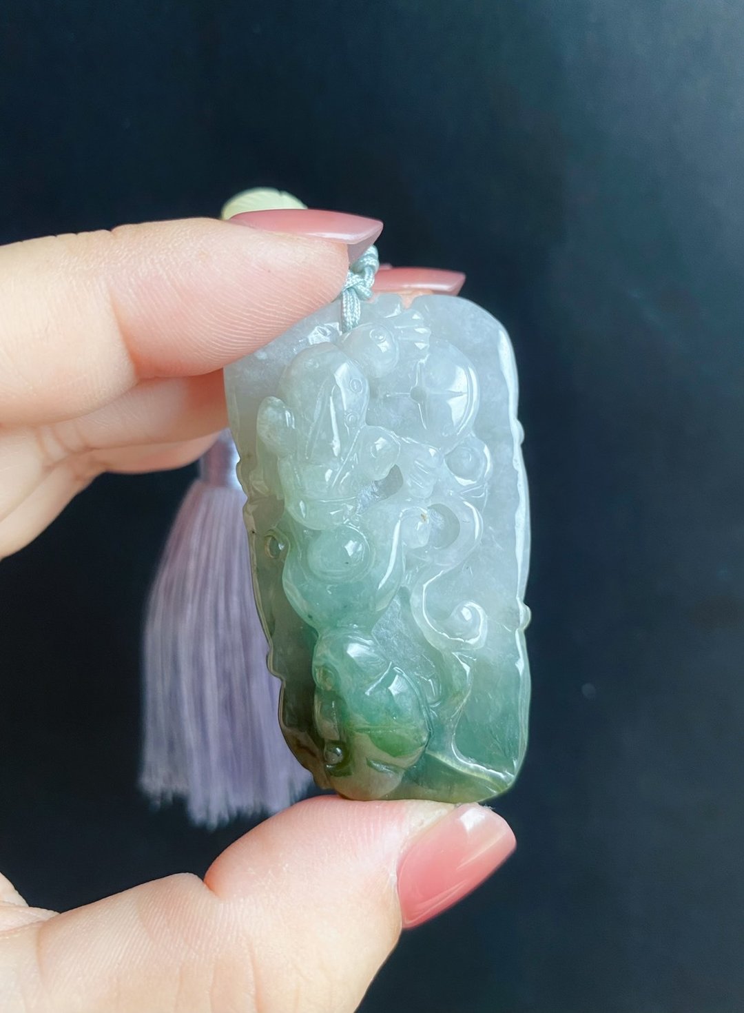 天然缅甸玉 翡翠 富贵如意 三脚金蟾 招财进宝 包挂 礼物 - 项链 - 玉石 绿色