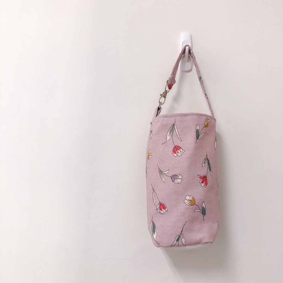 【雪花梨】郁金香 Pink 手工饮料提袋/ 散步小提袋/ 环保杯袋 - 其他 - 棉 多色