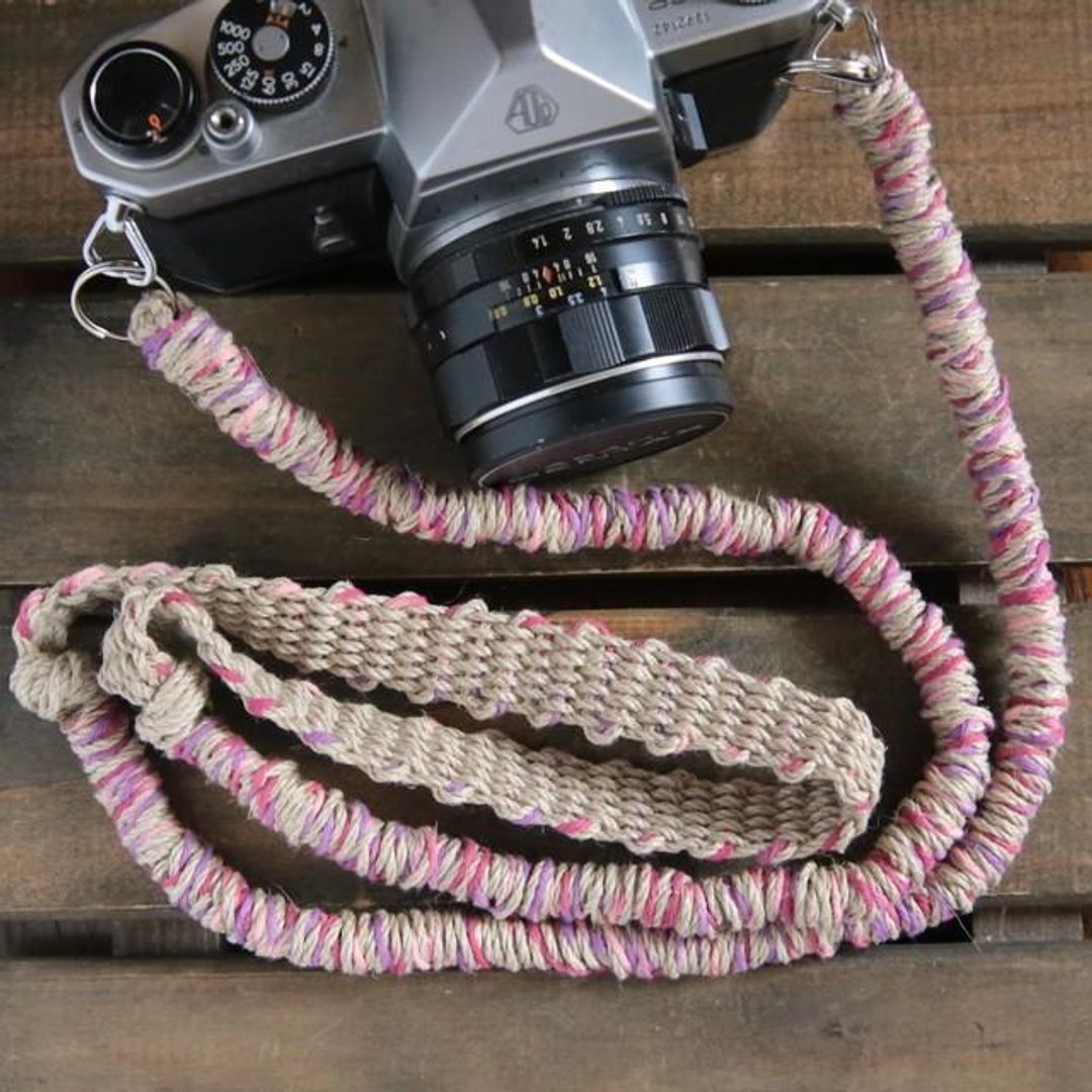 Last one / finished product / MIX linen camera strap pink / belt - 相机背带/脚架 - 棉 粉红色