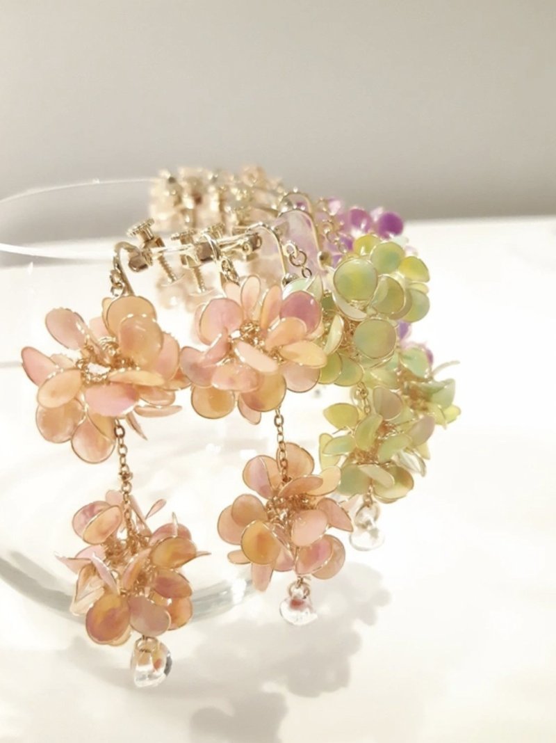 爆米花樱花盐口味耳环/耳针/耳夹/树脂/一对 - 耳环/耳夹 - 树脂 粉红色