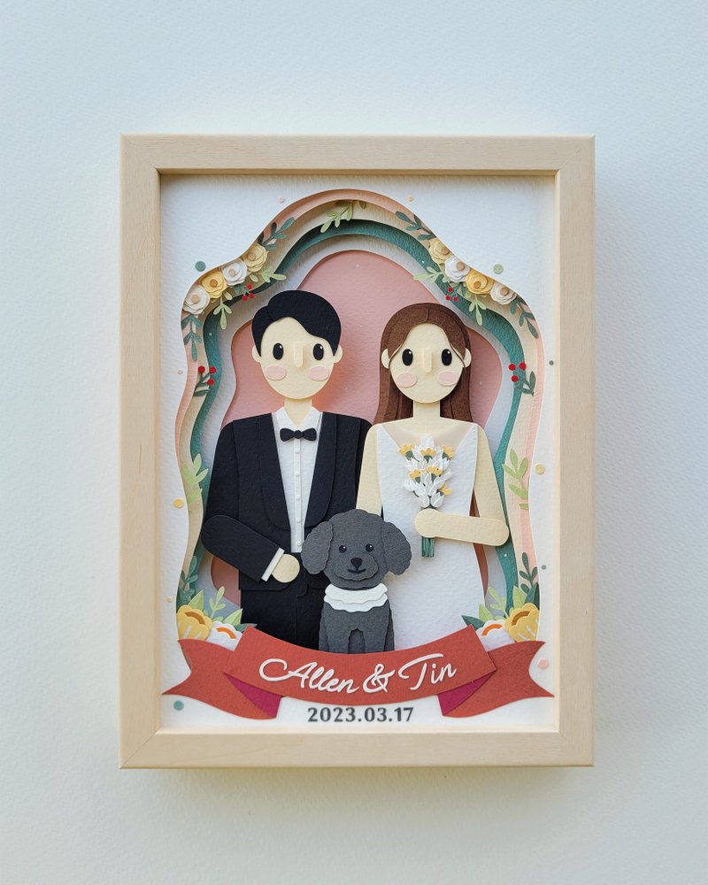 Layered custom papercut frame: wedding day theme - 画框/相框 - 纸 
