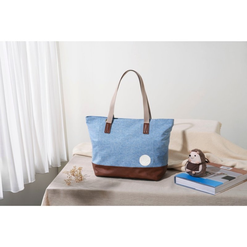 晨暮托特提包-柔雾蓝(不含可调式长背带) - 妈妈包 - 聚酯纤维 蓝色