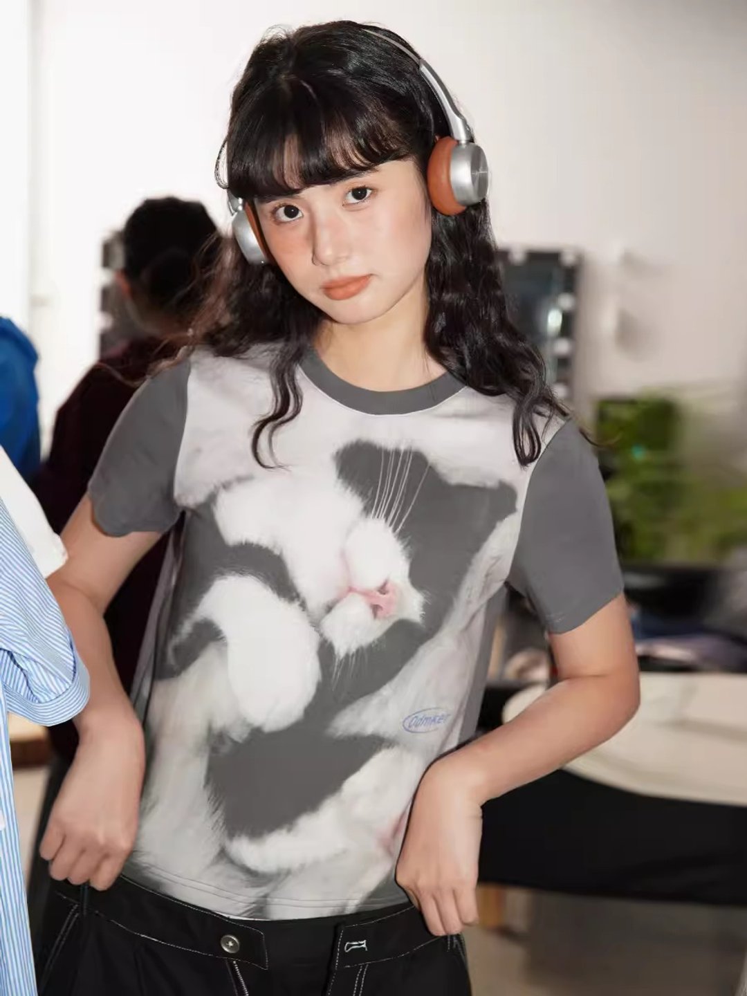 odd maker可爱小猫印花T恤女圆领宽松休闲短袖纯棉T恤 - 女装 T 恤 - 棉 