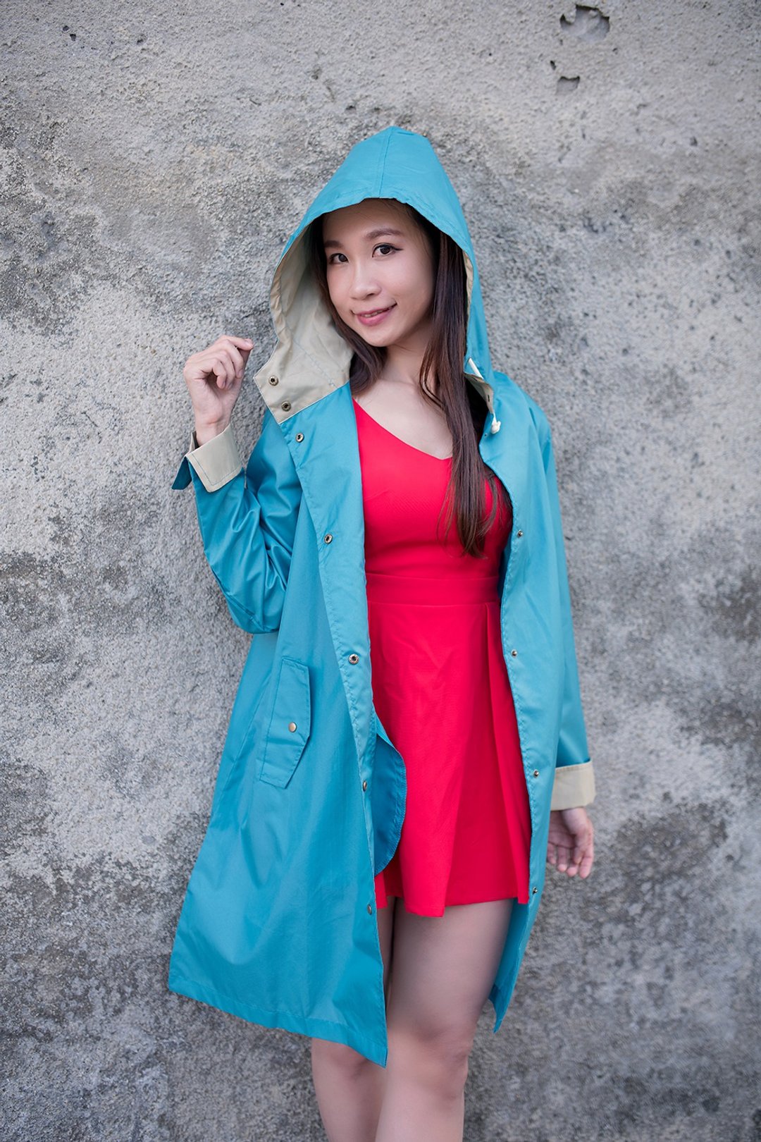 Unni時尚學院防水风衣 雨衣  raincoat  雨风衣 防风 防拨水 遮曬 - 女装休闲/机能外套 - 防水材质 蓝色