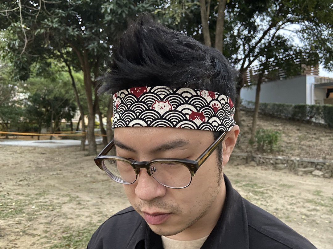 男生头带 / 男生发带 / 黑波浪喵喵 / 一片式发带 - 发带/发箍 - 棉 黑色