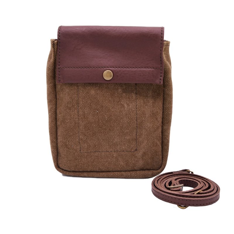 Militaray style Pouch with cross body strap - 其他 - 棉．麻 咖啡色