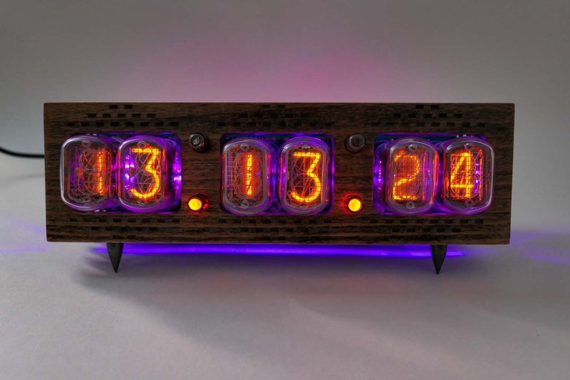 Wi-Fi Sonya desk clock with IN-12 Nixie tubes. Ash-tree wooden case. - 数码小物 - 木头 卡其色