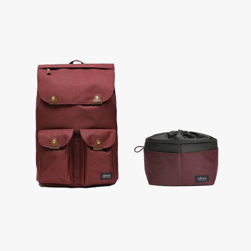 【优惠组合】Taylor Wine防泼水尼龙笔记型电脑后背包+Casey Wine多彩糖果色微单单反相机内袋/收纳内袋/包中包 - 后背包/双肩包 - 其他材质 红色