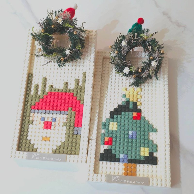 【圣诞拼图 礼物 新品】永生花艺拼砖挂画DIY 圣诞老公/圣诞树 - 摆饰 - 塑料 红色