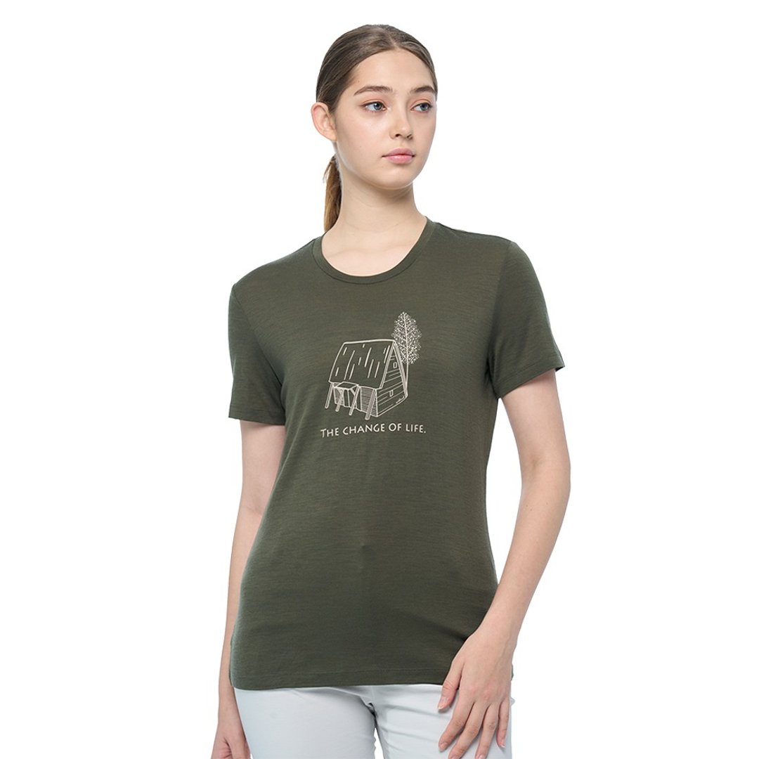 【Wildland 荒野】100%美丽诺短袖上衣 女 鼠尾草绿 0B02603-169 - 女装上衣 - 羊毛 绿色