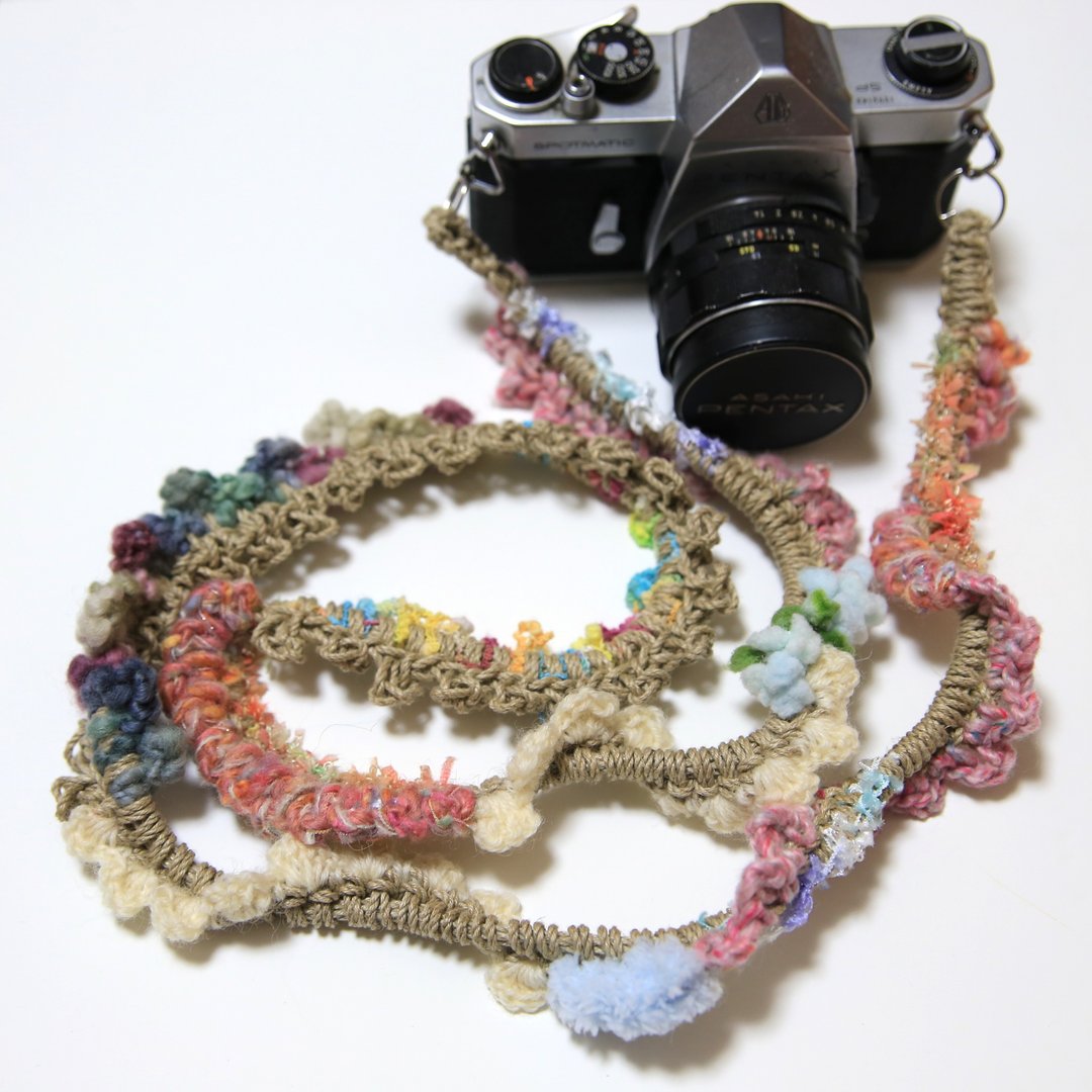 Floral hemp string hemp camera-strap / double ring - 相机背带/脚架 - 棉 多色