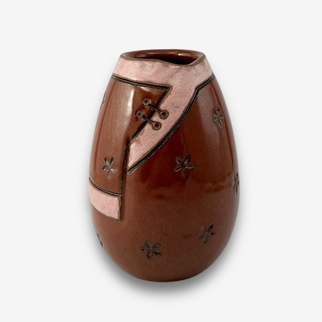SOLO欧洲家居-手工台湾陶 古朴典雅小花器 13cm 花盆 摆件 - 花瓶/陶器 - 陶 红色