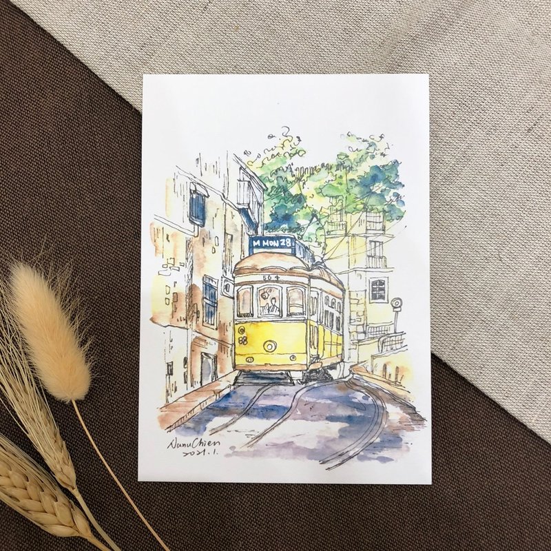 葡萄牙叮叮车/明信片 - 卡片/明信片 - 纸 黄色