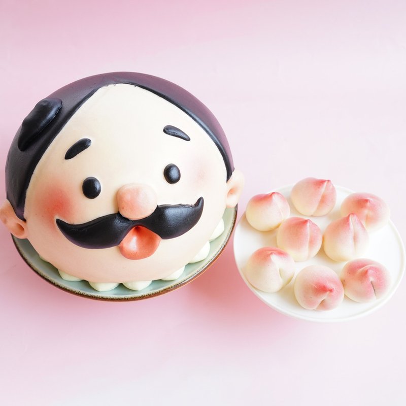 美姬馒头 6寸可爱爸爸鲜乳子母造型寿桃 一盒1入 - 其他 - 其他材质 粉红色