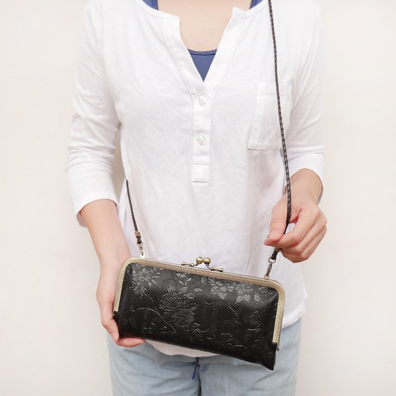 黑羊白羊  肩背口金包 肩背包 / 长夹 / 手机包 【台湾制造】 - 侧背包/斜挎包 - 其他金属 黑色