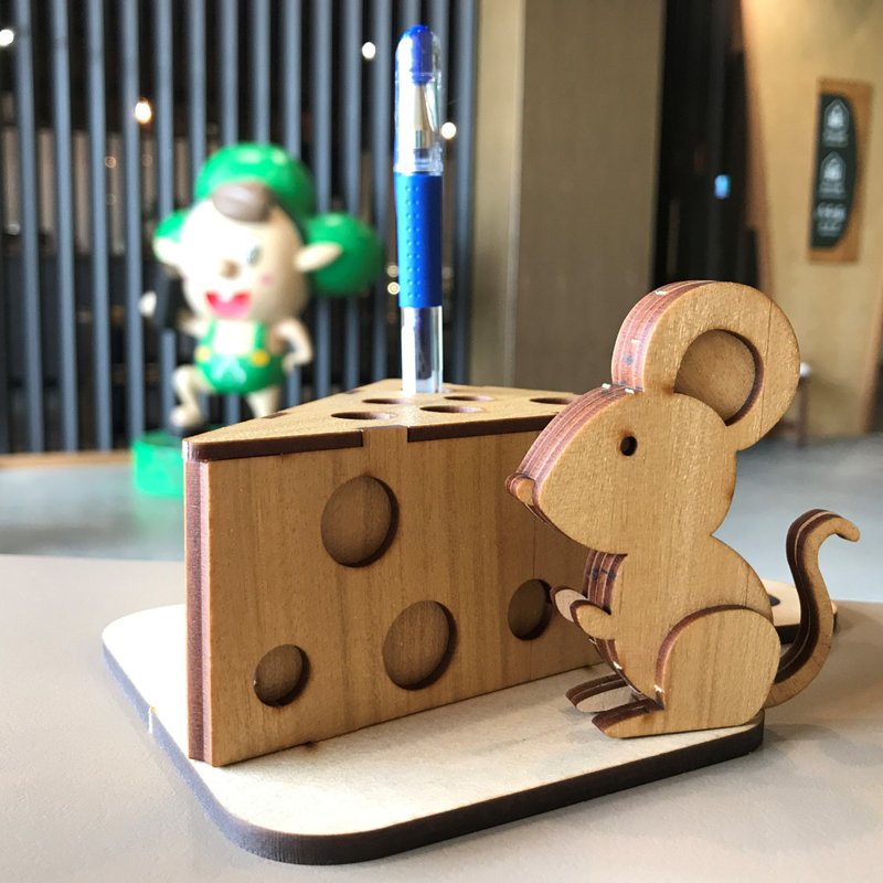 【手作DIY】黄金鼠 起司 木制笔筒 文具收纳 办公室用品 实用 - 木工/竹艺/纸艺 - 木头 橘色