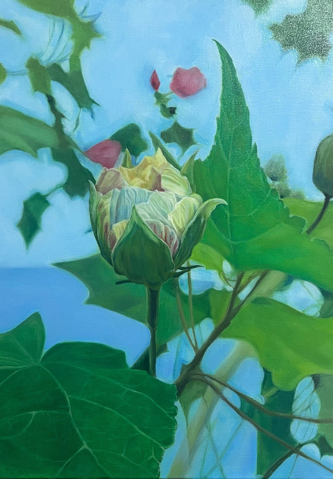 *未醒的木芙蓉* 画布已钉于木框  手绘油画  非印刷品 - 海报/装饰画/版画 - 棉 