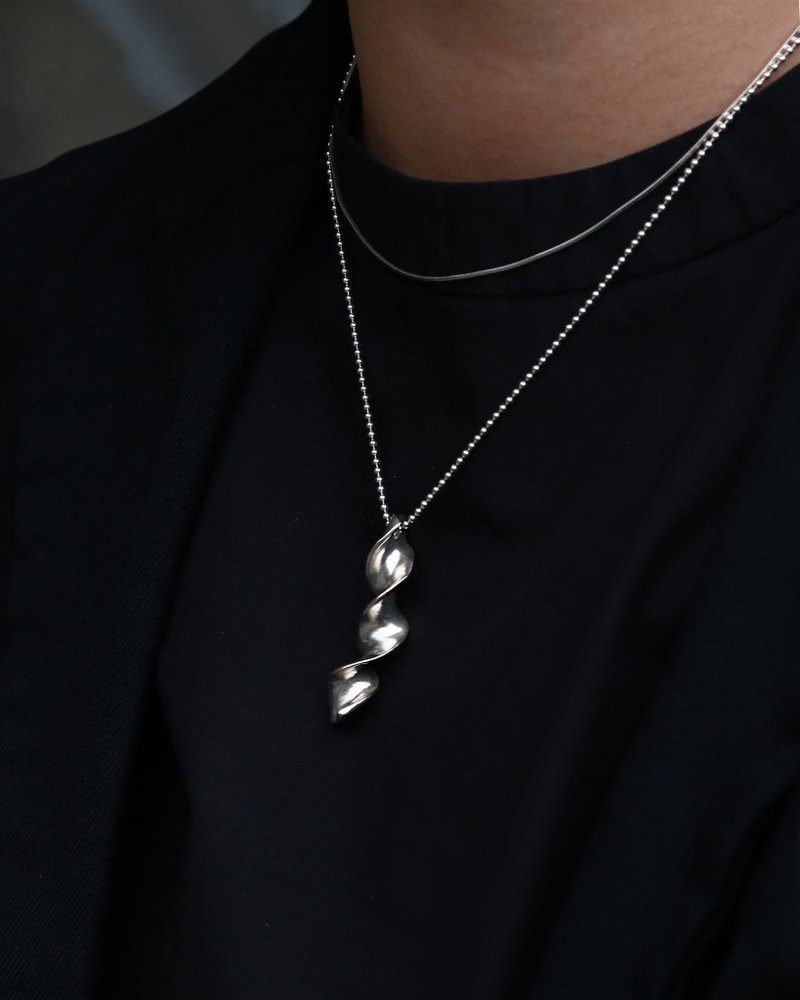 25n | ESSENTIAL-意大利面银坠 - 项链 - 纯银 银色