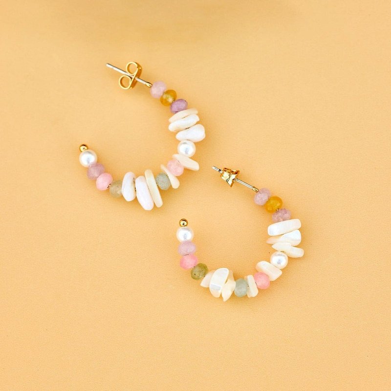 Pura Vida 美国手工  MOTHER OF PEARL 珍珠母贝混合彩珠耳环 - 耳环/耳夹 - 防水材质 多色