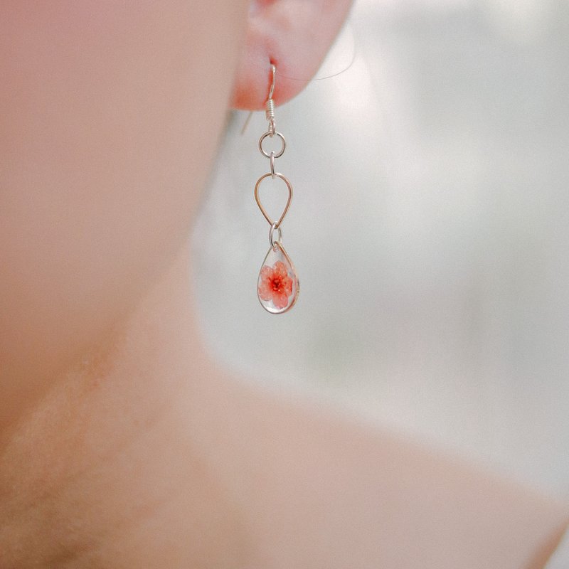Droplet II "PLUM BLOSSOM" (RED) Earring -sliver92.5% - 耳环/耳夹 - 植物．花 红色