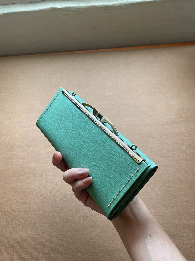 - 纸皮革口金长夹 /-*雺色*2025新品*素食纸皮革 - 皮夹/钱包 - 纸 粉红色