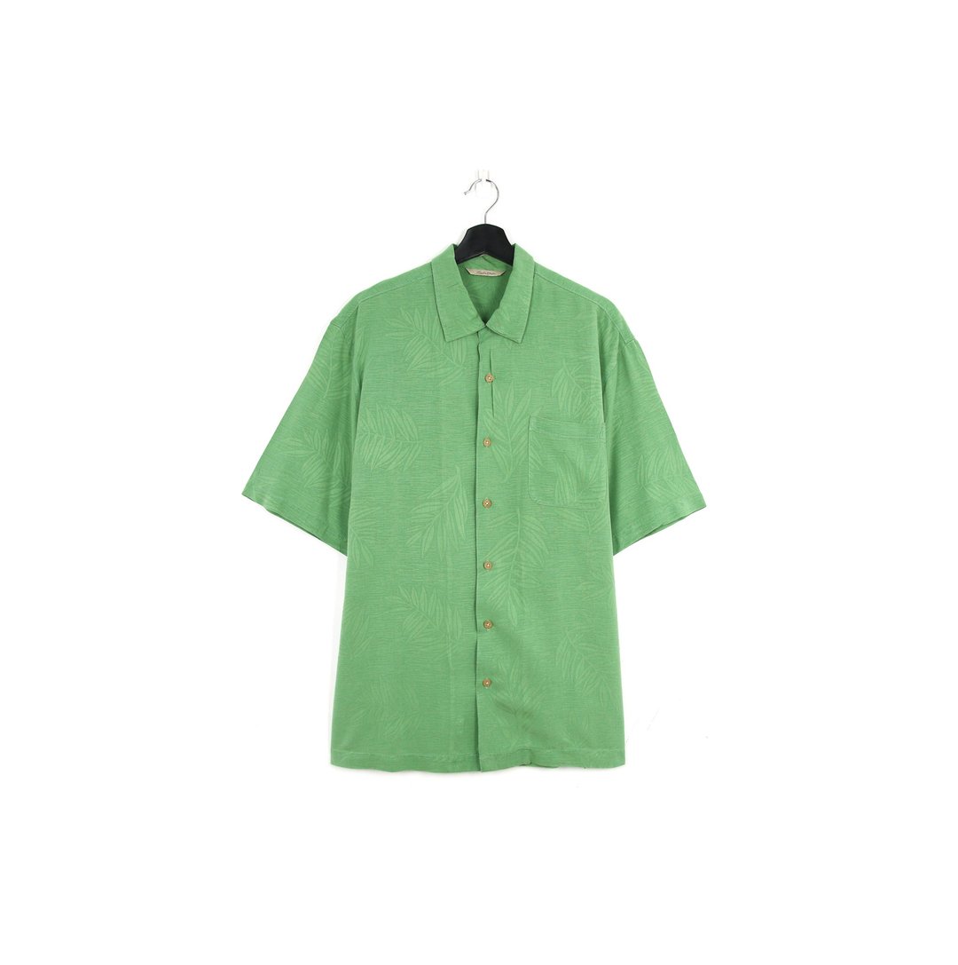 Back to Green- 素色压纹夏威夷衬衫 草绿 /vintage shirts - 男装衬衫 - 聚酯纤维 