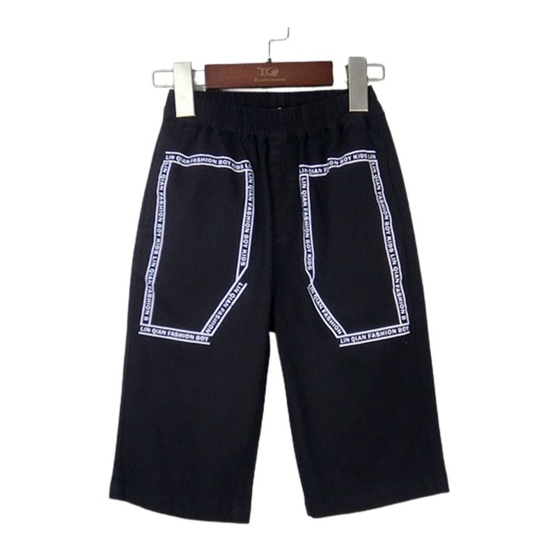 【出清优惠】字母印花七分裤  黑/绿 - 童装裤 - 棉．麻 多色