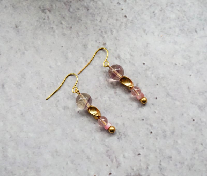 手工幸运耳环 | 花开的日子 - 耳环/耳夹 - 宝石 粉红色