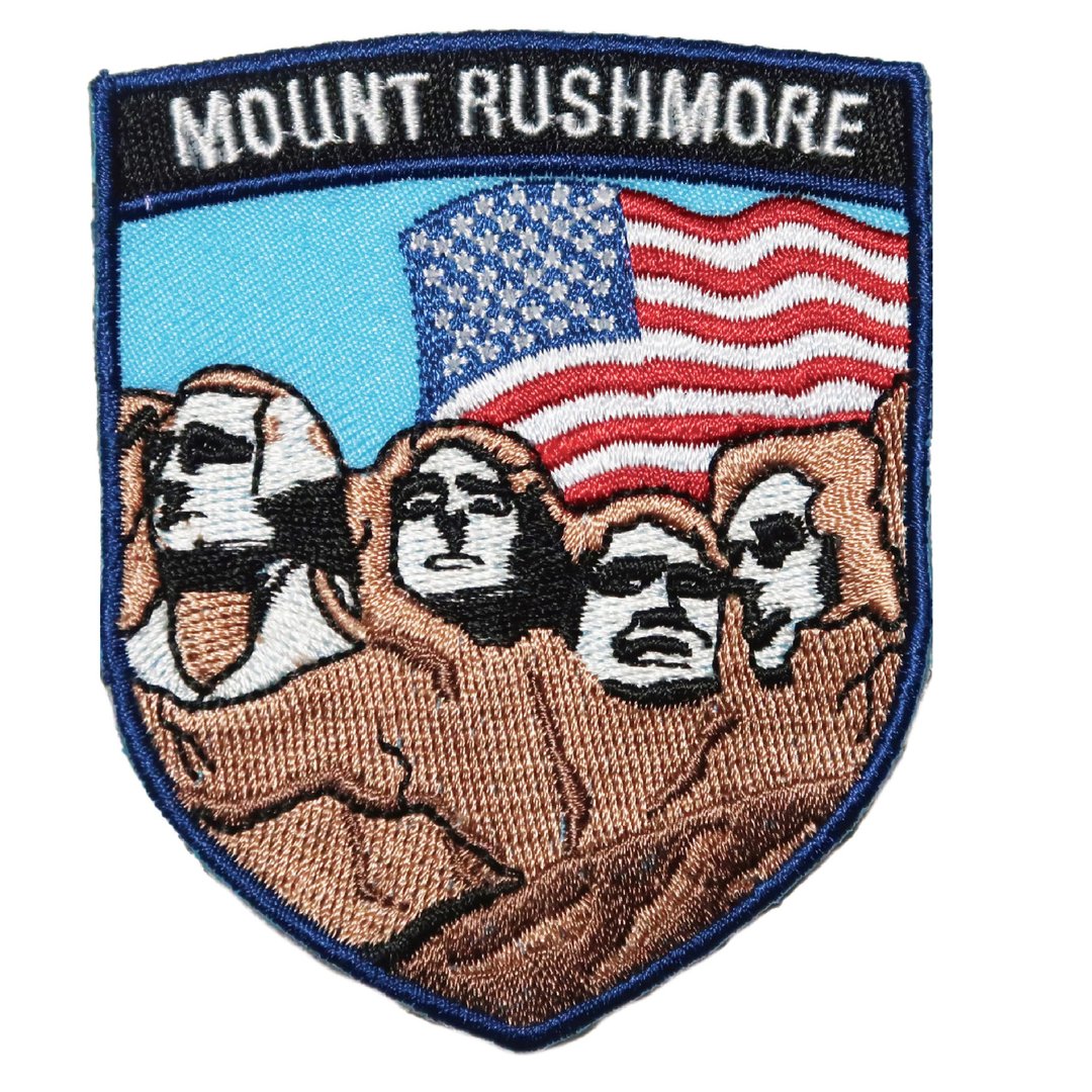 美国 拉什莫尔山 四个总统头 熨烫刺绣布章 贴布 布标 烫贴 徽章 - 徽章/别针 - 绣线 多色
