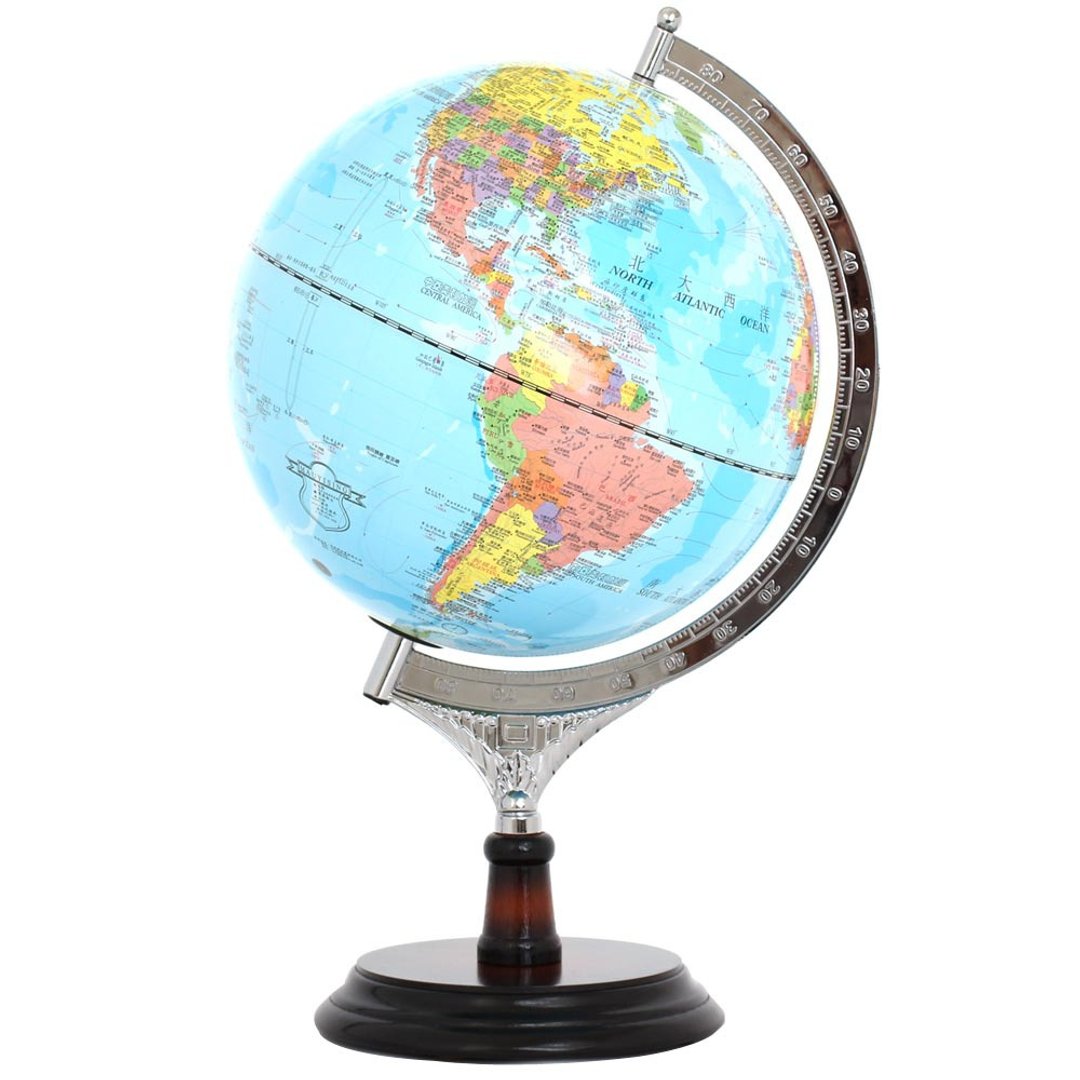 SkyGlobe 10寸行政蓝色海洋木质地球仪(中英文对照)(附灯) - 摆饰 - 塑料 蓝色