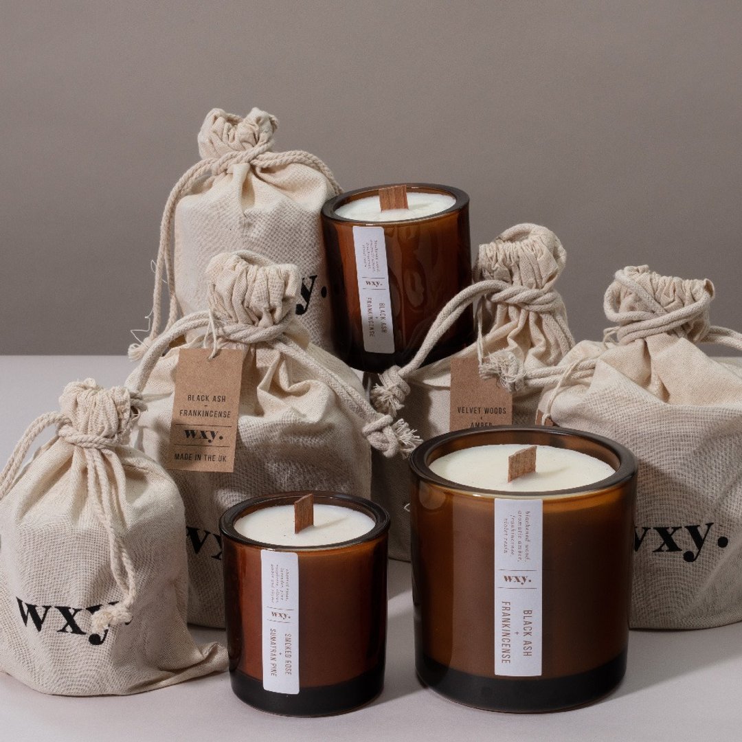 【英国 wxy】Amber 蜡烛(L)- 黑蜡木 & 乳香 /350g - 蜡烛/烛台 - 玻璃 咖啡色